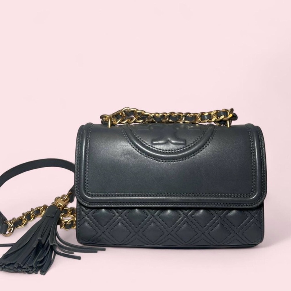 Tory Burch Fleming Small Convertible Bag in Charcoal Grey♡